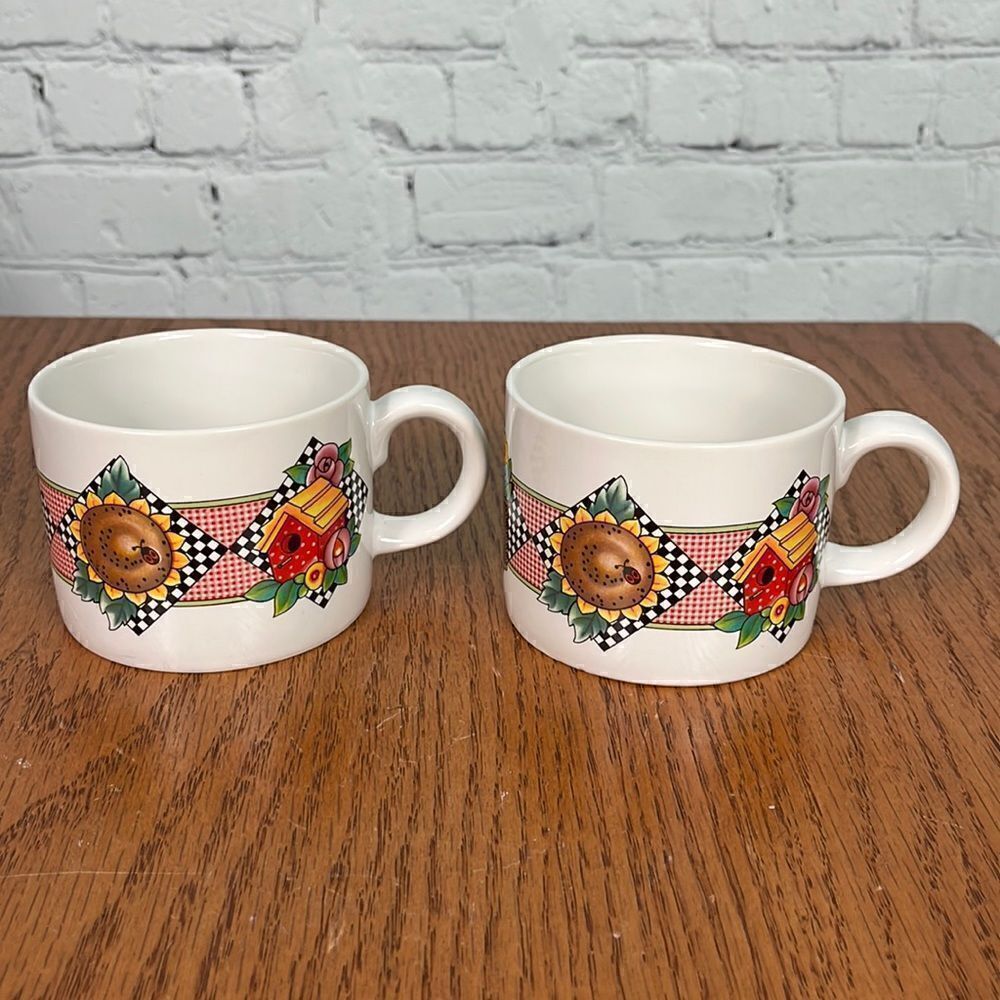 Sakura Mary Englebreit Garden Time Set of 2 Mugs